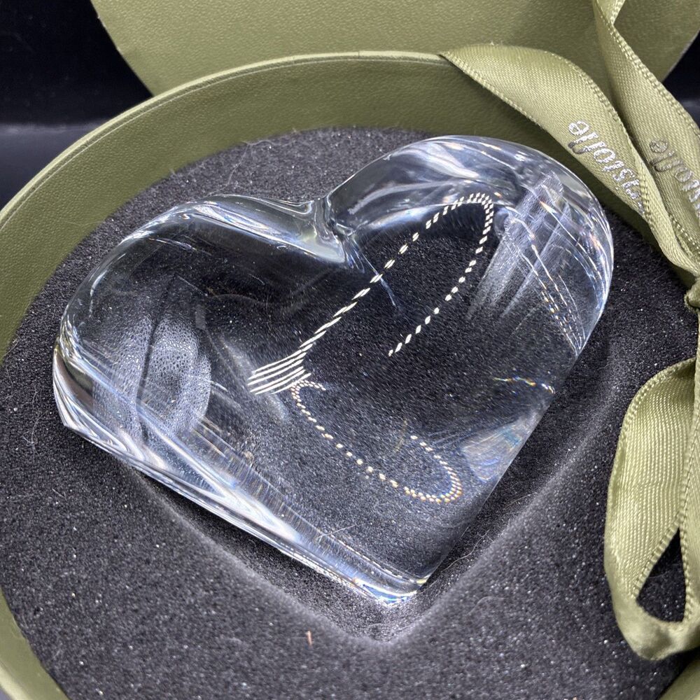 CHRISTOFLE Vintage Clear Crystal Glass Heart Paperweight